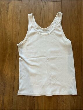 White Ribbed Cotton Tank L